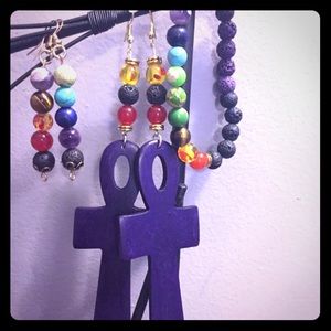 QC Full Spectrum Purple Ankh+Bracelet+ Earrings